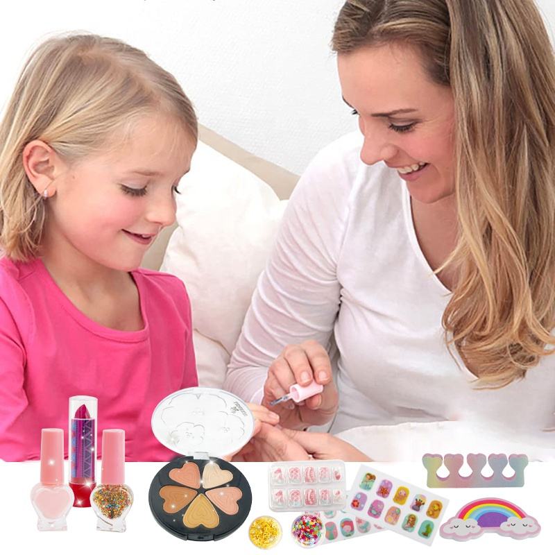 Makeup Kit Toy for Girls – Mermaid Style Beauty Set Bag (Pink & Purple, Ages 3+)