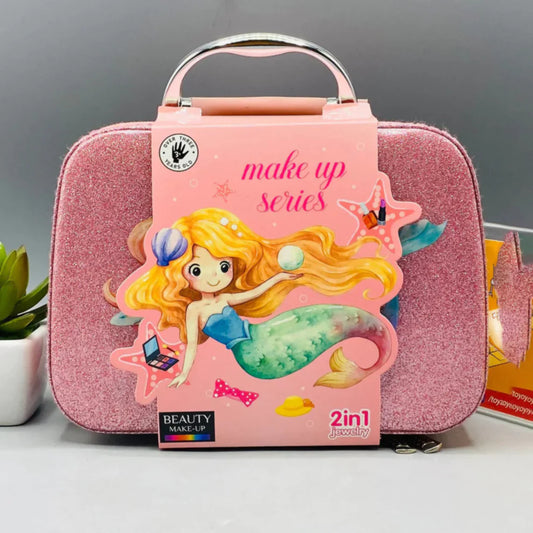 Makeup Kit Toy for Girls – Mermaid Style Beauty Set Bag (Pink & Purple, Ages 3+)