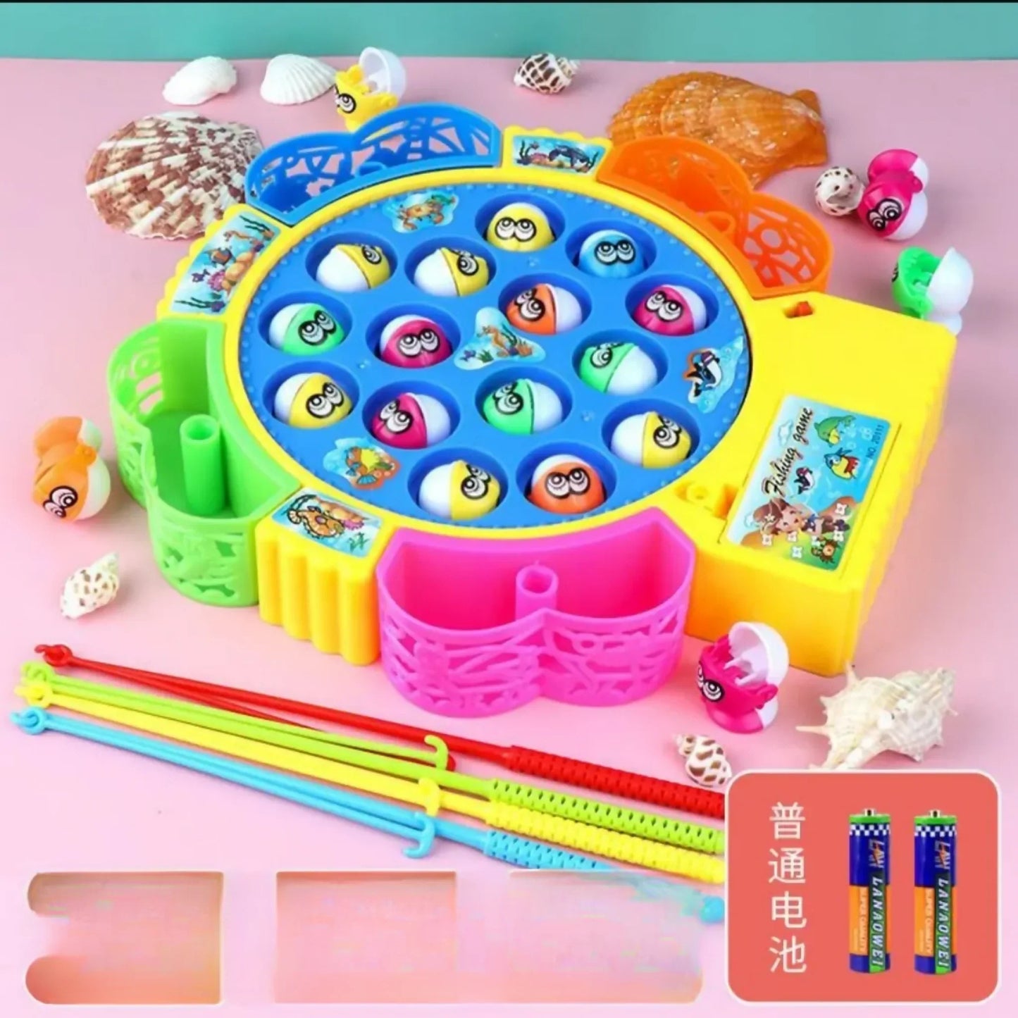 Electric Musical Fishing Game for Kids – 15-Piece Rotating Magnetic Toy Set with Lights & Sound (Ages 3+)