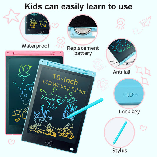 LCD Writing Tablet for Kids Reusable Doodle Board 10 Inch Colorful Drawing Tablet