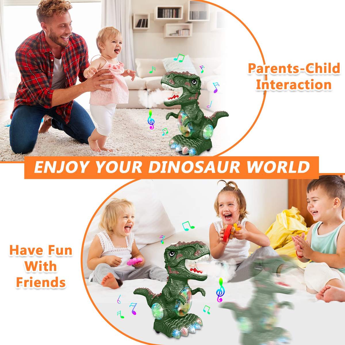 Musical Dinosaur with Atomization Spray Smoke Effect, Birthday Toy Gift