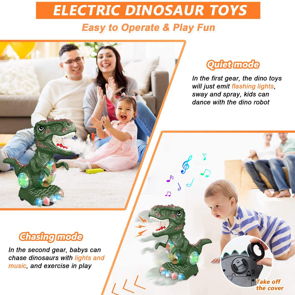 Musical Dinosaur with Atomization Spray Smoke Effect, Birthday Toy Gift