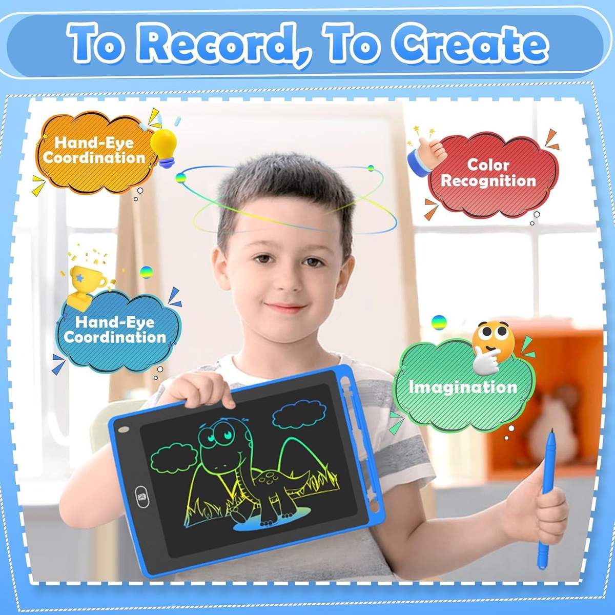 LCD Writing Tablet for Kids Reusable Doodle Board 10 Inch Colorful Drawing Tablet
