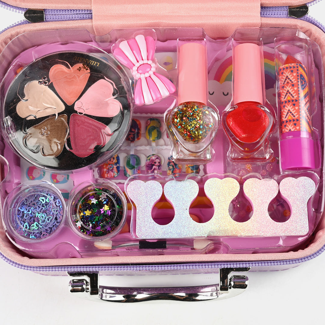 Makeup Kit Toy for Girls – Mermaid Style Beauty Set Bag (Pink & Purple, Ages 3+)