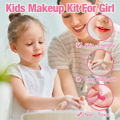 Makeup Kit Toy for Girls – Mermaid Style Beauty Set Bag (Pink & Purple, Ages 3+)